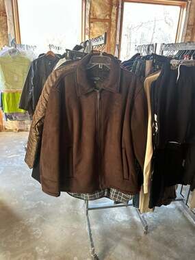 Claiborne Outerwear Men's Brown Faux Suede Fleece Lined Full Zip Jacket